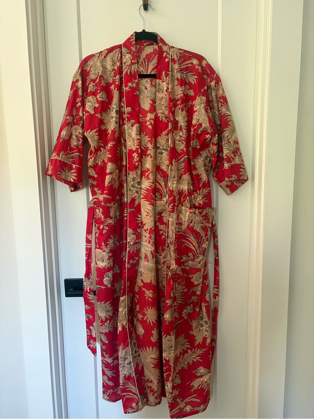 NWOT Red Floral Long Kimono Coat